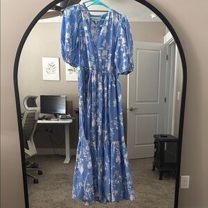 & Other Stories Blue Maxi Dress Short Sleeve